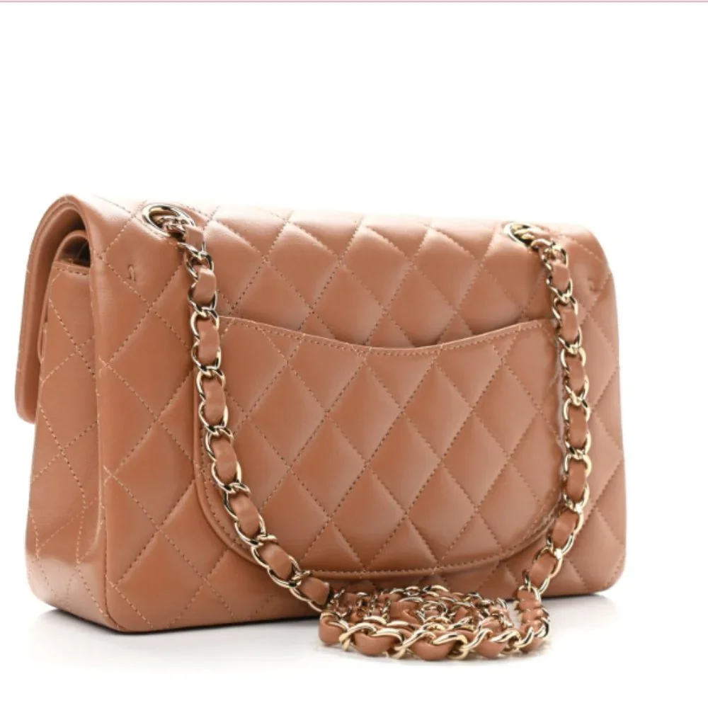 NEW Chanel Lambskin Quilted Small Classic Flap in Caramel 22S * unicorn *